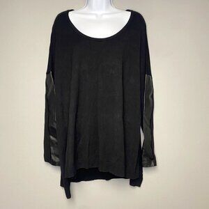 Torrid Long Sleeve Scoop Neck Plus Top with Vegan Leather Sleeves Size 4